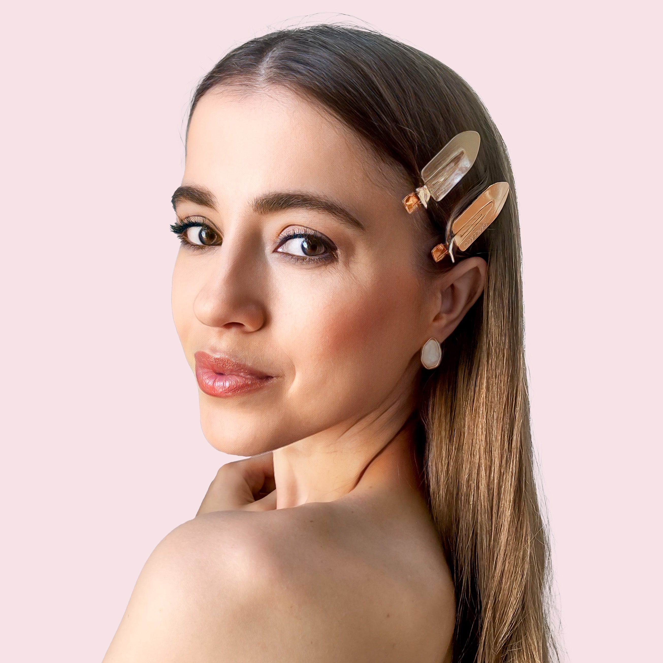 『GLAD CLIP GOLD』 Metal Gold Colored Snap Clip for All Hair Types - Pack of 6