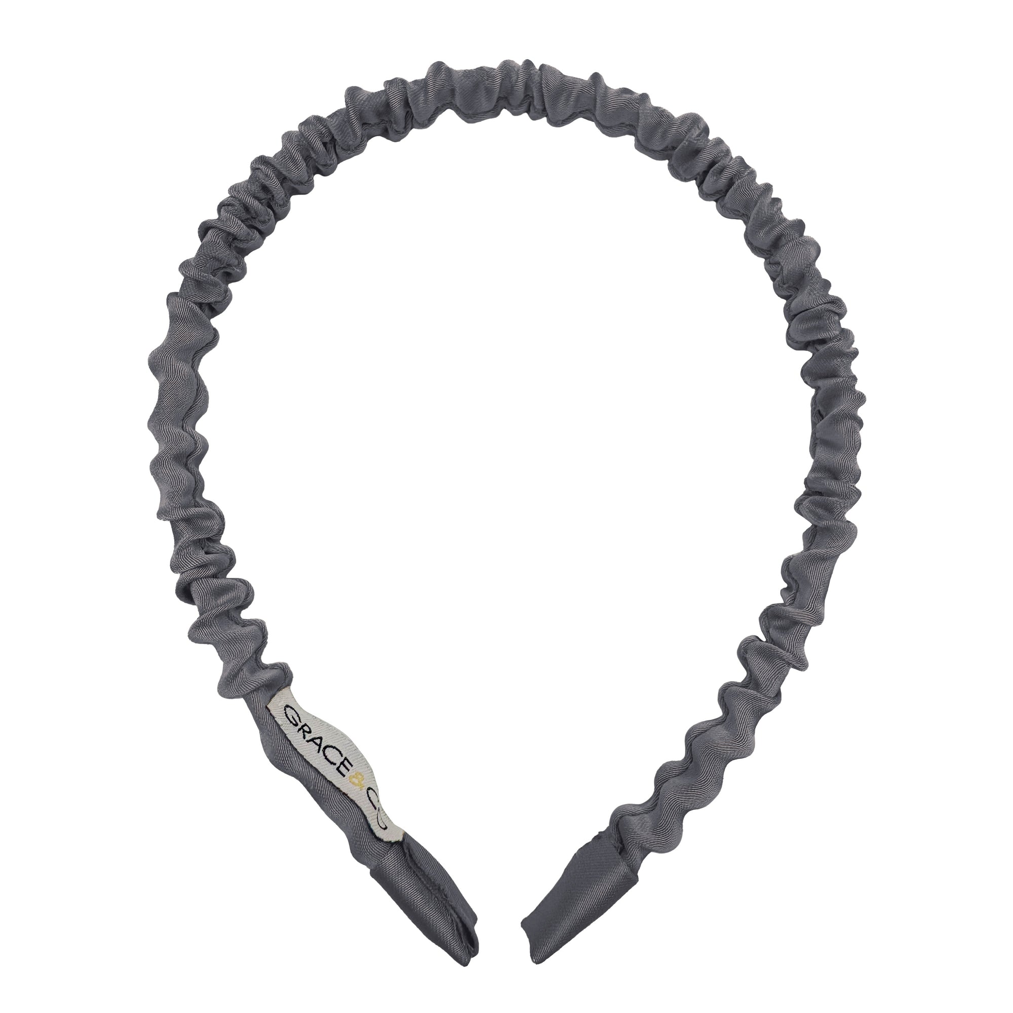 Lilli Skinny Ruched Satin Headband - Pewter